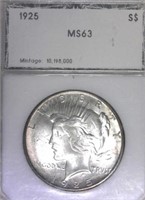 1925 PCI MS63 Peace Dollar