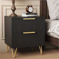 E9857  Black Nightstand with Storage