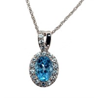 Elegant Blue Topaz & White Sapphire Pendant