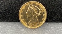 GOLD: 1902 $5 Liberty Gold Coin