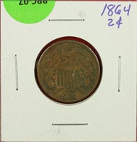 1864 Two Cent Piece VG