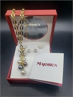 Majorica Necklace And Pierced Earrings