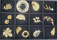 Tray Lot Vintage Costume Brooches Pin