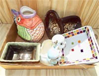 Box of vintage ceramics and pottery.