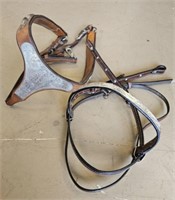 Leather and Silver Breast Collar and Bridle