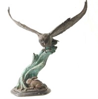 Leonardo Rossi bronze sculpture of Owl in flight