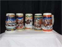 Lot of Budweiser Holiday Beer Steins