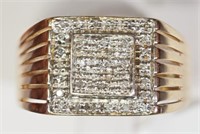 10K Yellow Gold Diamond (0.25ct) Men's Heavy Ring