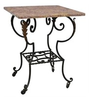 FRENCH MARBLE-TOP WROUGHT IRON TABLE