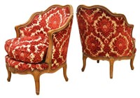 (2) FRENCH LOUIS XV STYLE FRUITWOOD BERGERES
