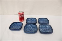 Set of 5" Blue Square Dishes