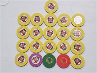 21 Various Las Vegas Nevada Casino Chips