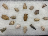 NATIVE AMERICAN ARTIFACTS LOT -17 ARROWHEADS TOTAL