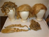 8 hair pieces with 3 Styrofoam heads
