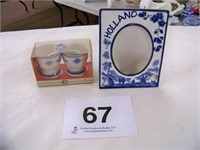 Delft windmill picture frame - boxed set 2 egg