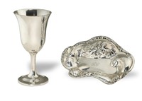 Wallace Sterling Goblet & Sterling Tray