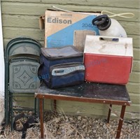 Folding chairs, box fan