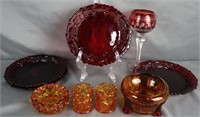 Amberina Glass& Vintage Avon Cape Cod Ruby Plates