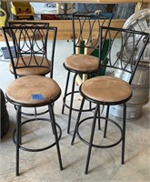 Set of 4 backed bar stools,  29” floor to top of