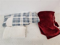 (2) Plush Blankets & (1) Knitted Blanket