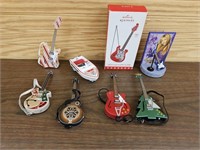 (8) Hallmark Keepsake Ornaments, mostly Guitars