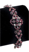 Victorian Garnet & Seed Peal Floral motif Bracelet