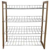 4 Shelf Wood and Metal Shoe Rack