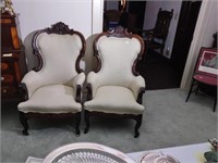 Heavy Victorian Mahogany parlor chairs.