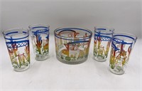 Rainbow Cactus Desert Bowl & Glasses