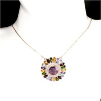 Natural Amethyst & Multi Gemstones Necklace