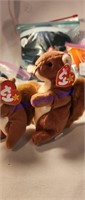 TY Beanie Baby LOT of 2 Nuts the Squirrel 1996