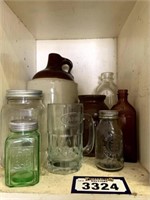 Collection of Antique glass jars and crocks