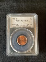 Rare 1991D PCGS MS 67 One Penny