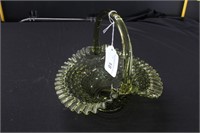 Fenton Hobnail Green Glass Basket
