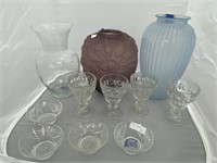 11 Pcs - 3 Vases - 4 Goblets - 4 Small Dishes