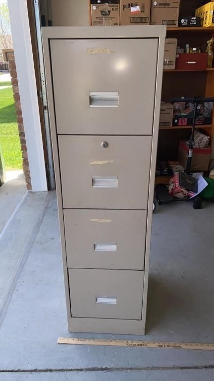 4 Drawer Metal File Cabinet w/ Key 52x15x18