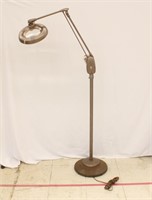 Vintage Magnifying Floor Lamp, Works, Some Rust
