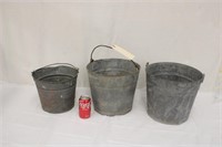 3 Galvanized Buckets, As Is