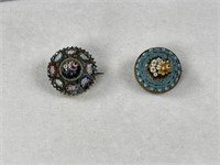 Murano Glass Micro Mosaic Floral Brooch Pin