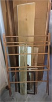 (G) Clothes drying rack & pieces wood frames