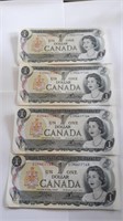 $1 Dollar Canadian Bill's 1973