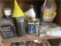 Assorted oil, wiper fluid, dog choker, air tools