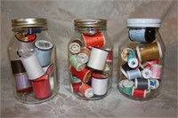 SEWING LOT #4 - 3 JARS OF THREAD