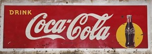 Drink Coca-Cola Sign 55 3/4" x 20" Appears