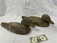 Two Old Duck Decoys - Wood Carved