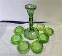 Vaseline Green Glass candle stick