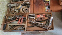 3 Boxes Hardware, Shears, Saw, Wrenches