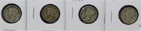 (4) 1935 Mercury Silver Dimes.