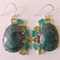 $400 Silver Emerald Peridot Earrings