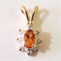 $800 14K  Diamond(0.06ct) Citrine(0.25ct) Pendant